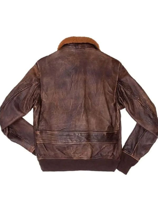 Thread Masters INC Aviator G-1 Flight Brown Distressed Leather Bomber Jacket