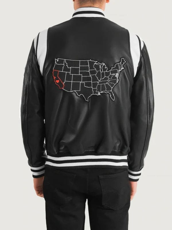 Thread Masters INC Liberte California Black Leather Varsity Jacket