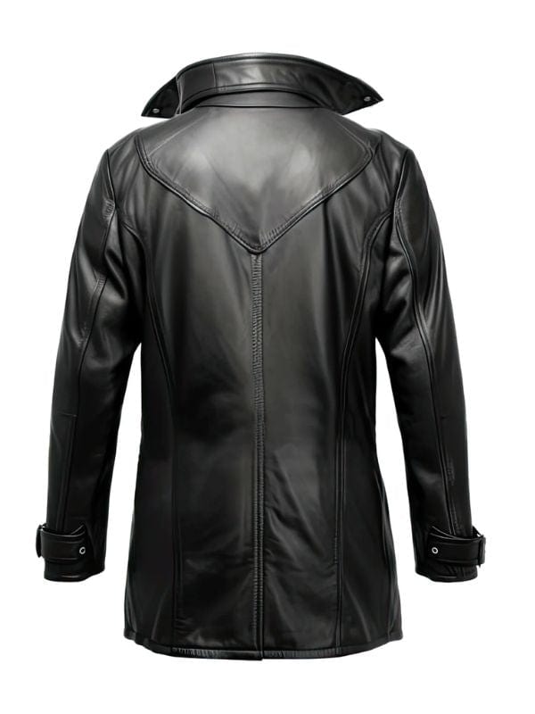 Thread Masters INC Men’s Black Genuine Sheepskin Shirt Collar Leather Coat