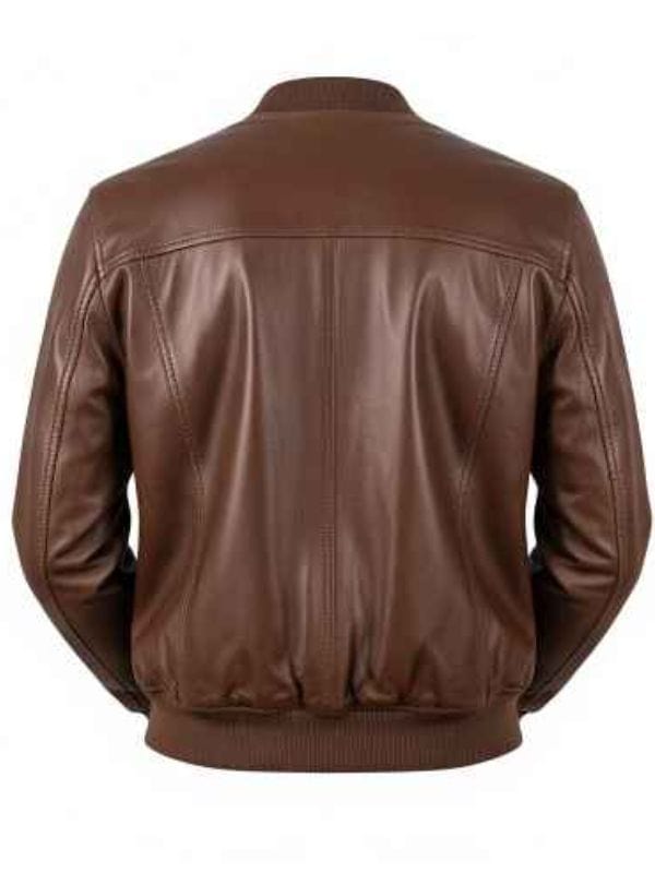 Thread Masters INC Men's Classic Dark Brown Leather Bomber Jacket