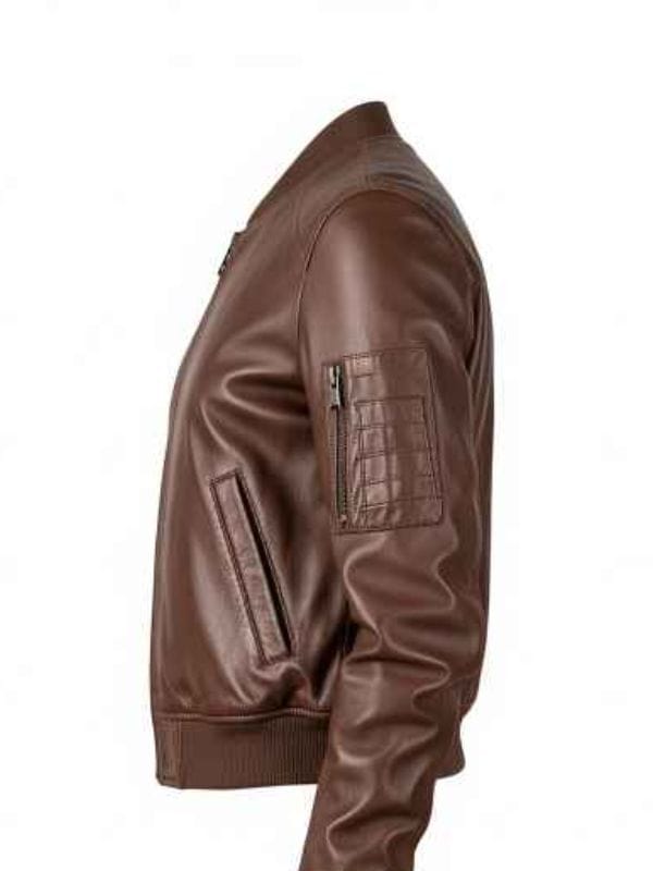 Thread Masters INC Men's Classic Dark Brown Leather Bomber Jacket