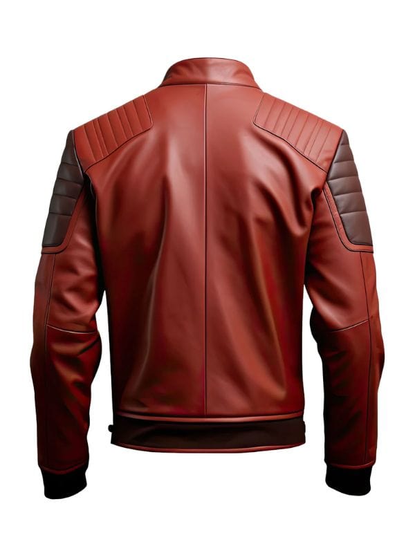 Thread Masters INC Men’s Quilted Cafe Racer Maroon Leather Jacket