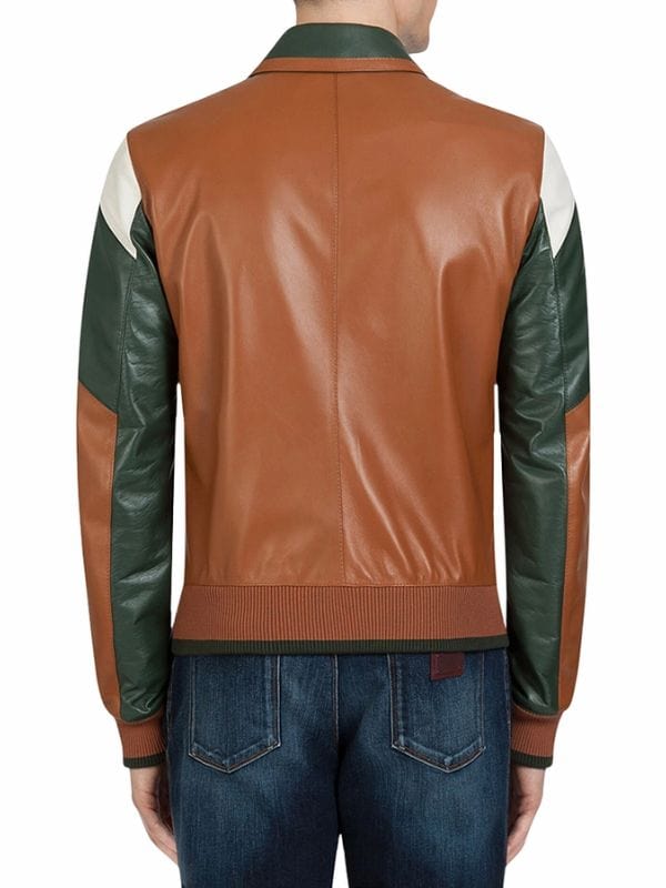 Thread Masters INC Mens Ivan Multi Color Bomber Leather Jacket