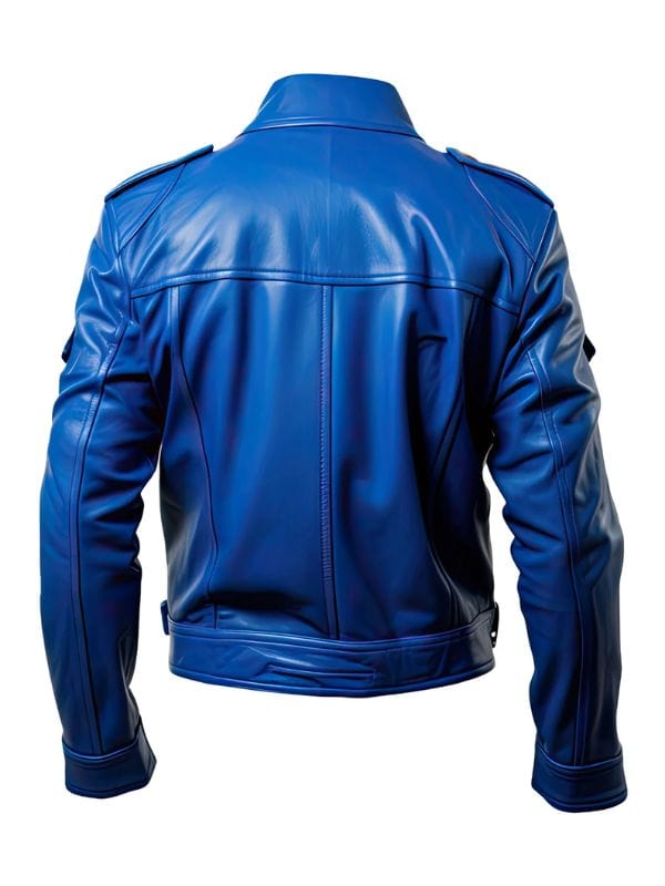 Thread Masters INC Mens Royal Blue Smooth Soft Trucker Leather Jacket