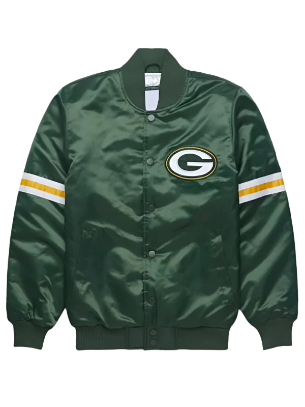 NFL Green Bay Packers サテンジャケット Mサイズ NFL Green Bay Packers Green Satin Varsity Jacket – Thread