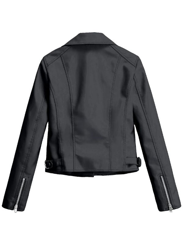 Women's Black Motorbike Genuine Black Leather Jacket