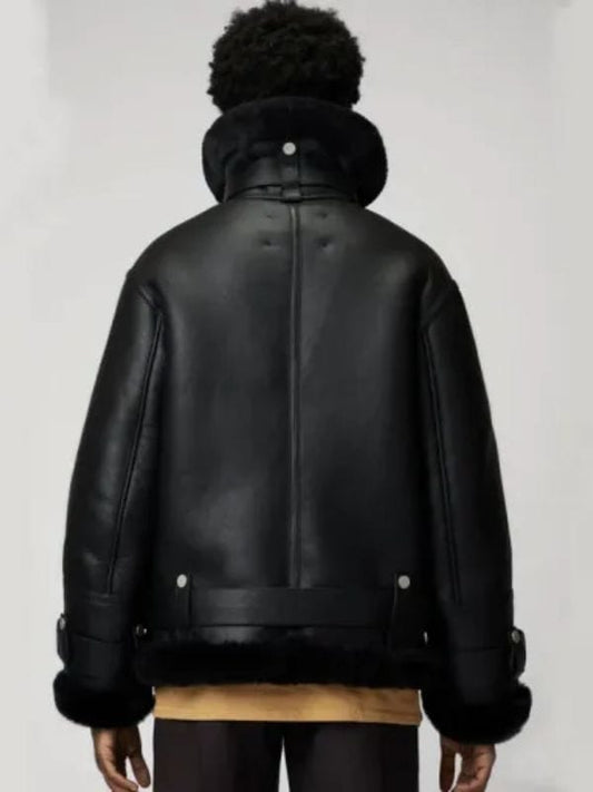 Thread Masters INC Women Sherpa Leather Black B-3 Bomber Jacket