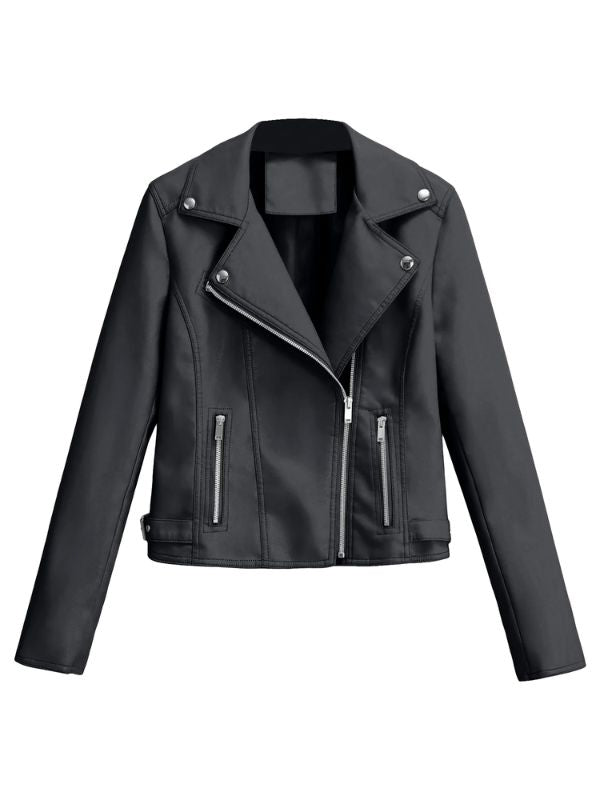 Women's Black Motorbike Genuine Black Leather Jacket