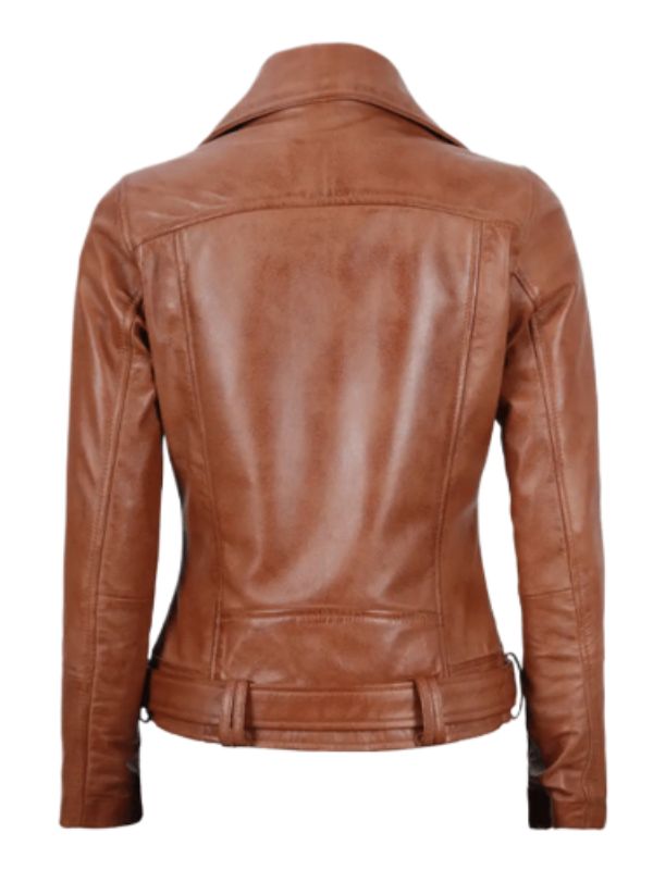 Brown leather jacket on a white background