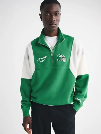 Thread Masters INC Abercrombie Philadelphia Eagles Half-Zip Sweatshirt