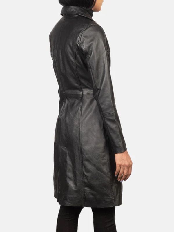Thread Masters INC Alexis Single Breasted Black Leather Coat