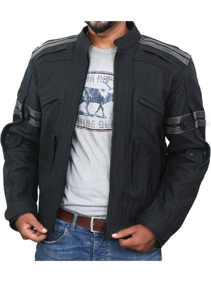 Thread Masters INC Armoured Motorcycle Biker Black Leather Jacket