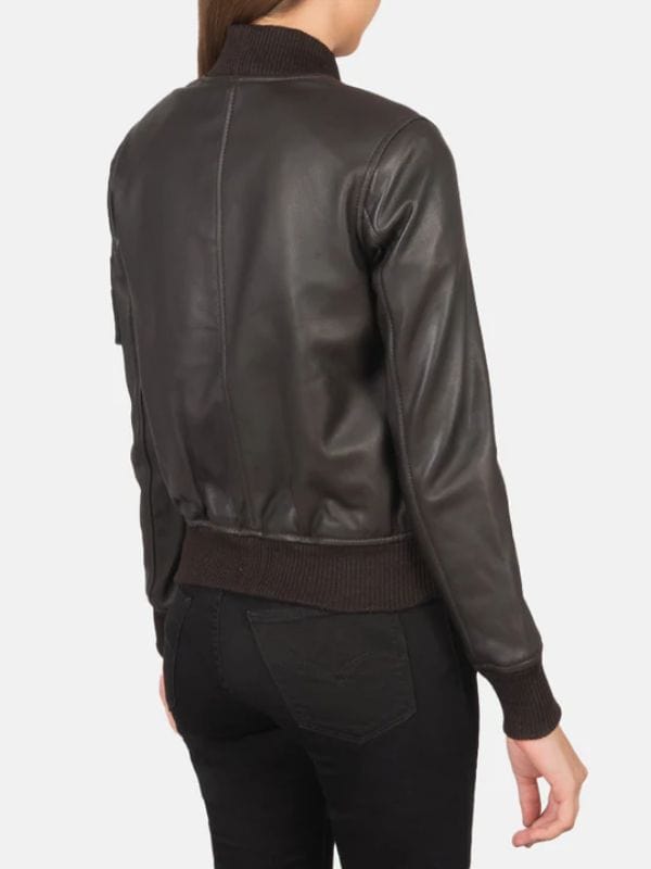 Thread Masters INC Ava Ma-1 Brown Leather Bomber Jacket