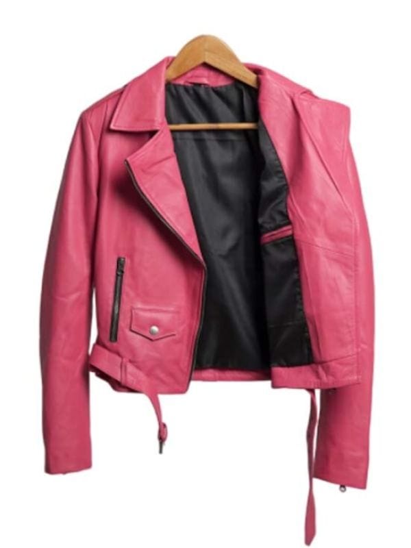 Thread Masters INC Barbie Pink Biker Style Leather Jacket for Women