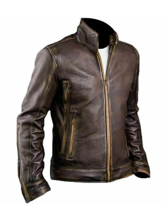 Thread Masters INC Café Racer Motorcycle Genuine Leather Jacket