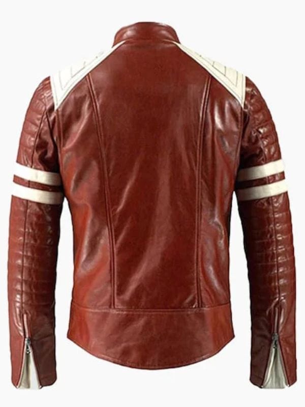Thread Masters INC Fight Club Mayhem Red & White Leather Jacket