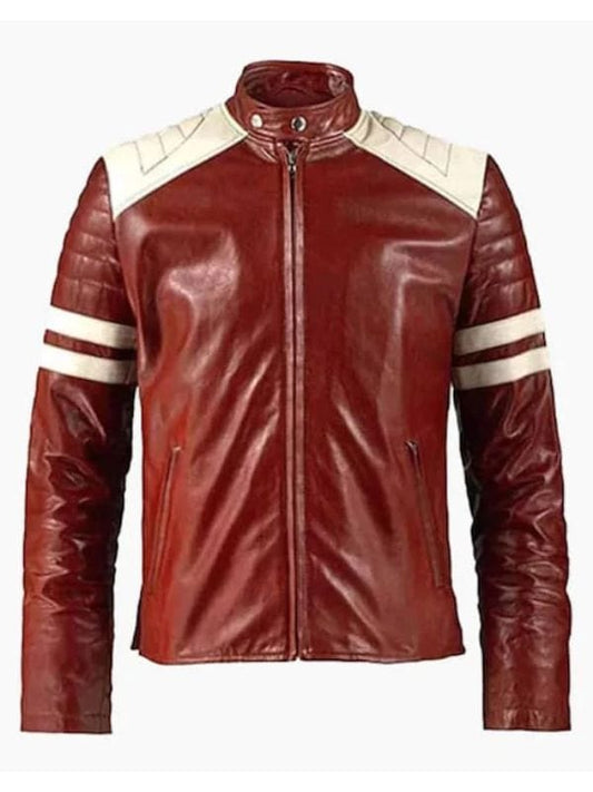Thread Masters INC Fight Club Mayhem Red & White Leather Jacket