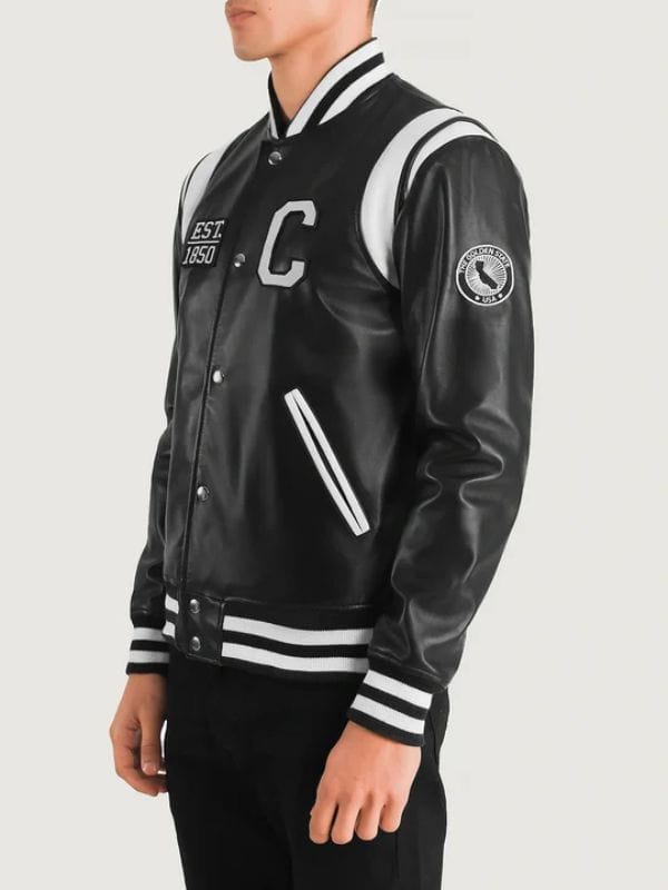 Thread Masters INC Liberte California Black Leather Varsity Jacket