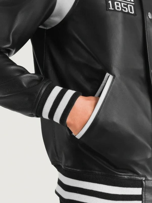 Thread Masters INC Liberte California Black Leather Varsity Jacket