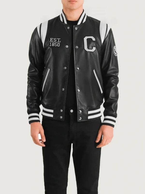 Thread Masters INC Liberte California Black Leather Varsity Jacket