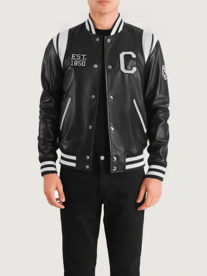 Thread Masters INC Liberte California Black Leather Varsity Jacket