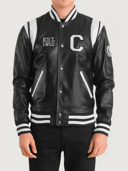 Thread Masters INC Liberte California Black Leather Varsity Jacket