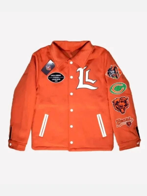 Thread Masters INC Lyrical Lemonade Orange Chicago Bears Varsity Jacket