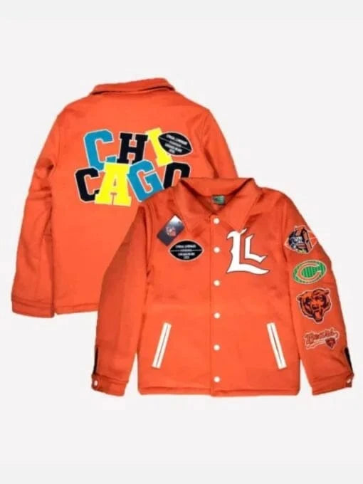 Thread Masters INC Lyrical Lemonade Orange Chicago Bears Varsity Jacket
