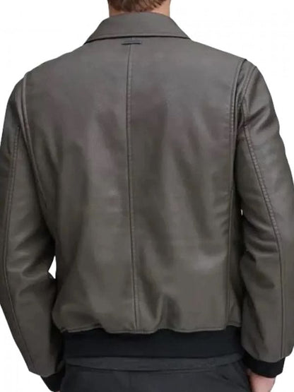 Thread Masters INC Men Classic Real Gray Bomber Leather Jacket