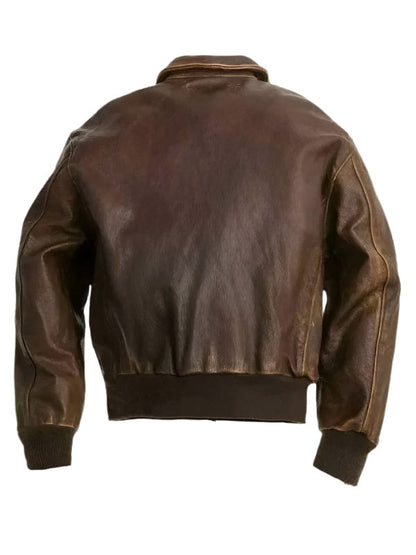 Thread Masters INC Men's A2 Bomber Distressed Brown Leather Jacket