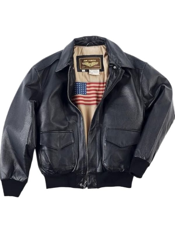 Thread Masters INC Men's Air Force A-2 Leather Flight Black Bomber Jacket