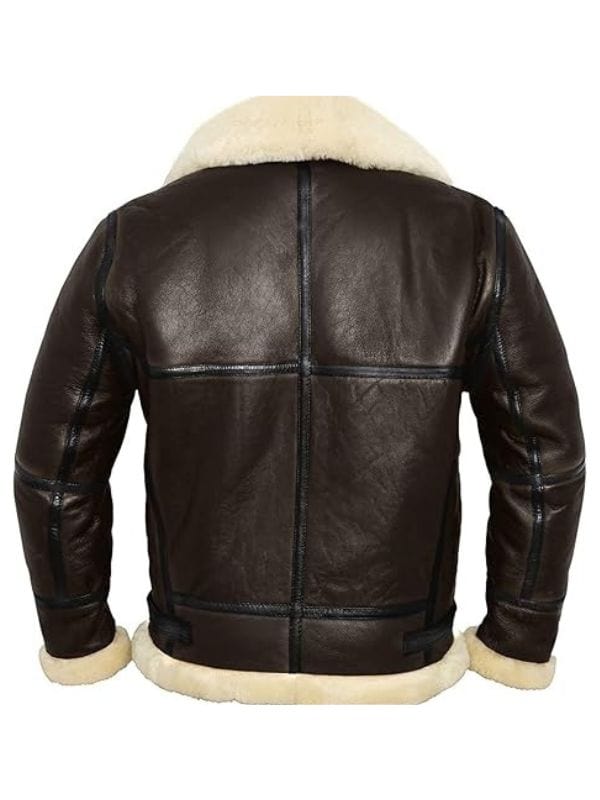 Thread Masters INC Men's B3 Bomber Aviator Shearling Brown Leather Jacket