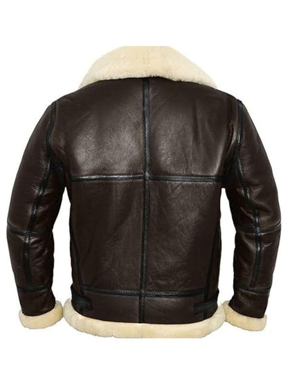Thread Masters INC Men's B3 Bomber Aviator Shearling Brown Leather Jacket
