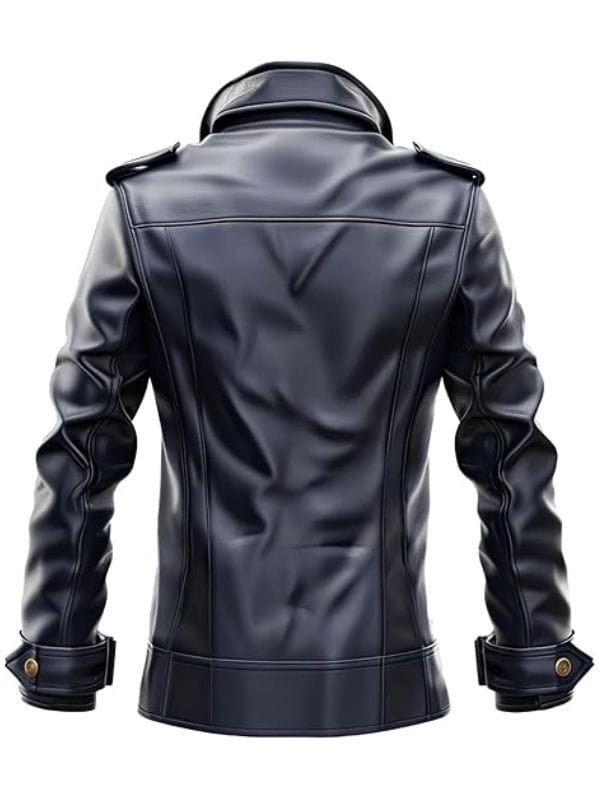 Thread Masters INC Men’s Black Genuine Sheepskin Double Breasted Leather Peacoat