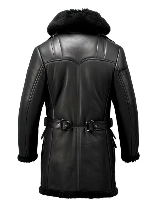 Thread Masters INC Men’s Black Genuine Sheepskin Sherpa Shearling Coat