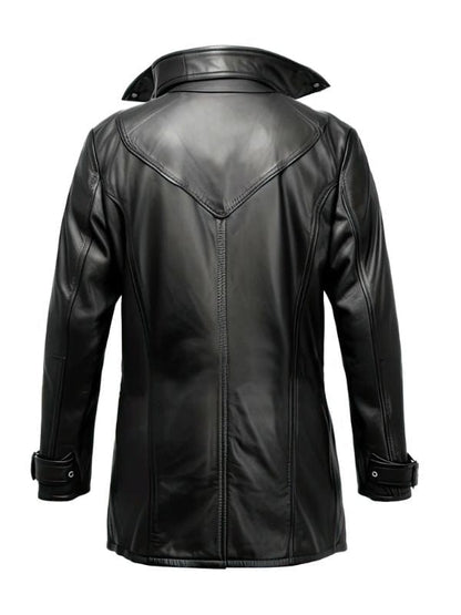Thread Masters INC Men’s Black Genuine Sheepskin Shirt Collar Leather Coat