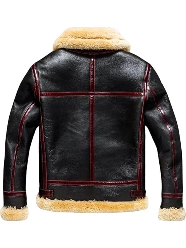 Thread Masters INC Men's Black RAF B3 Bomber Genuine Sheepskin Shearling Leather Jacket