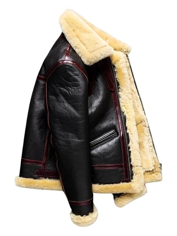 Thread Masters INC Men's Black RAF B3 Bomber Genuine Sheepskin Shearling Leather Jacket