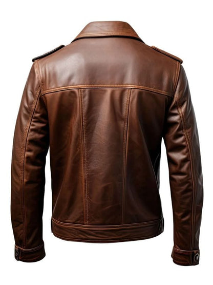 Thread Masters INC Men’s Dark Brown Trucker Leather Jacket