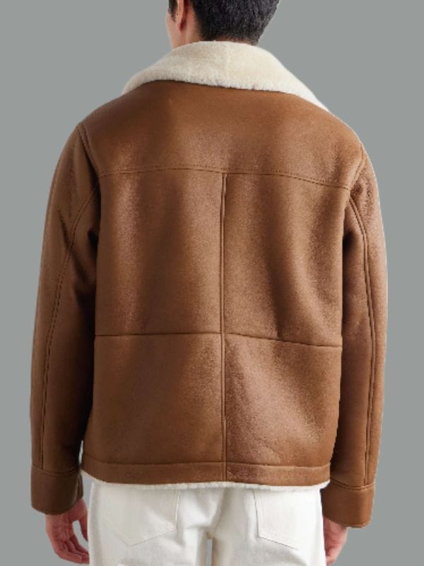 Thread Masters INC Men's Luxury Tan Brown Shearling Aviator Leather Jacket