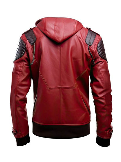 Thread Masters INC Men’s Red Genuine Sheepskin Stylish Hooded Jacket