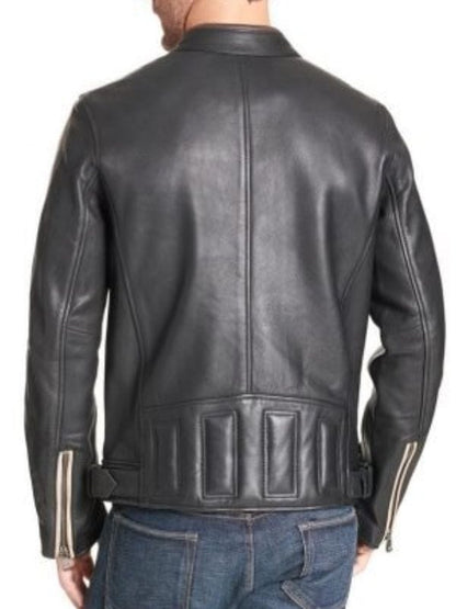 Thread Masters INC Men’s Vintage Buckled Waist Biker Leather Jacket