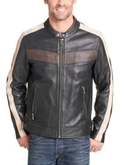 Thread Masters INC Men’s Vintage Buckled Waist Biker Leather Jacket