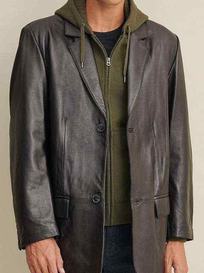 Thread Masters INC Mens Big and Tall Black Leather Blazer