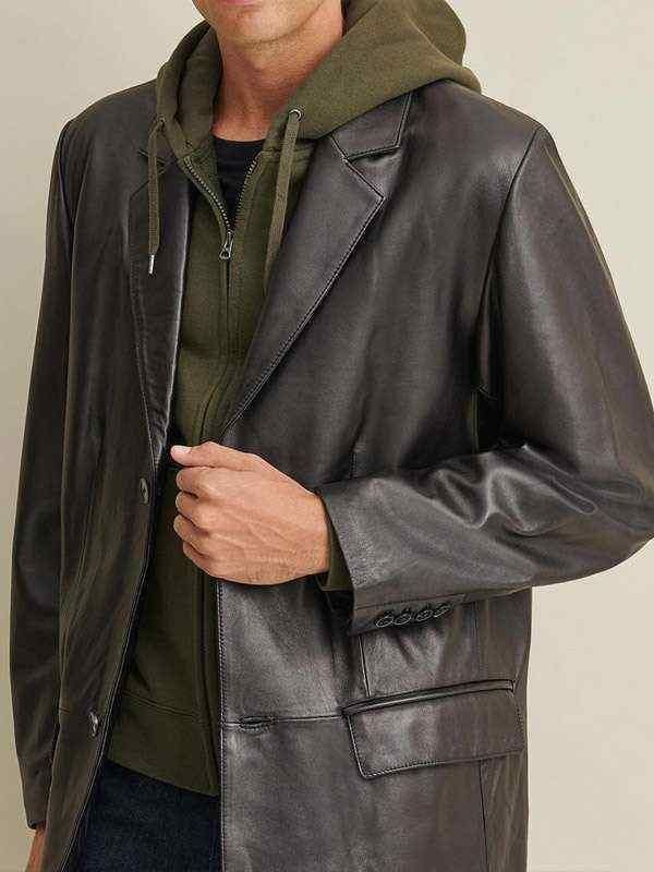 Thread Masters INC Mens Big and Tall Black Leather Blazer