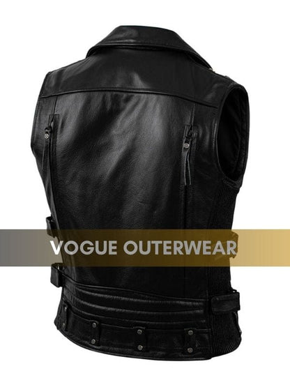 Thread Masters INC Mens Biker Brando Black Leather Vest