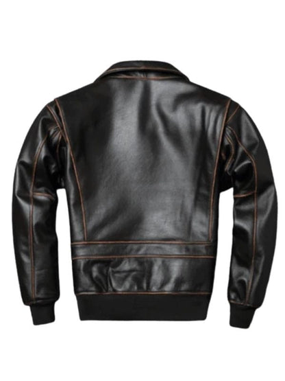 Thread Masters INC Mens Black A2 Aviator Vintage Leather Bomber Jacket