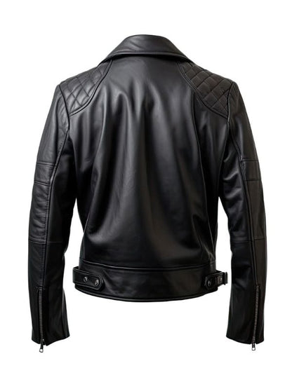 Thread Masters INC Mens Diamond Quilted Shirt Collar Black Biker Jacket