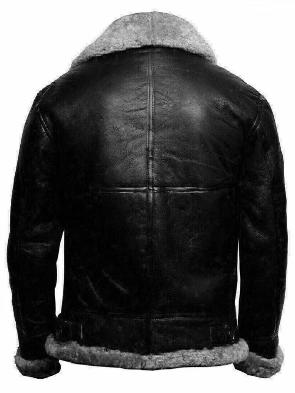 Men's RAF Black B3 Aviator Leather Shearling Jacket