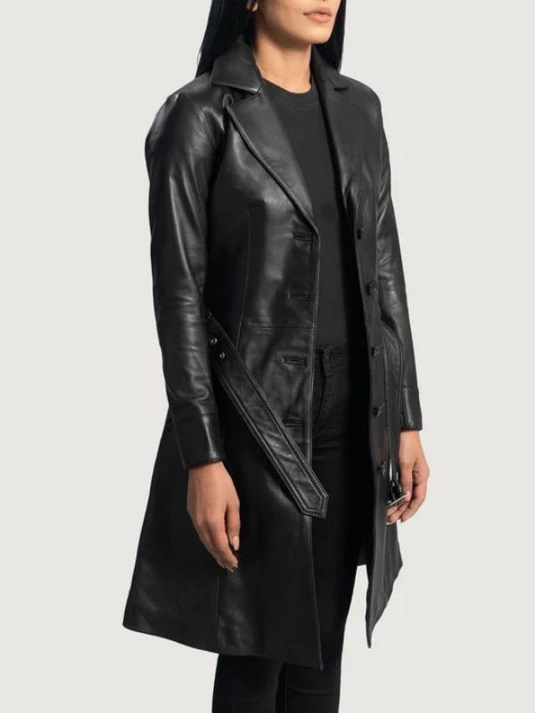 Thread Masters INC Moonlight Black Leather Trench Coat